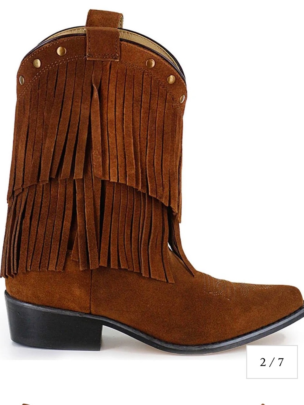Shyanne Brown Suede Fringe Western Ankle Boots